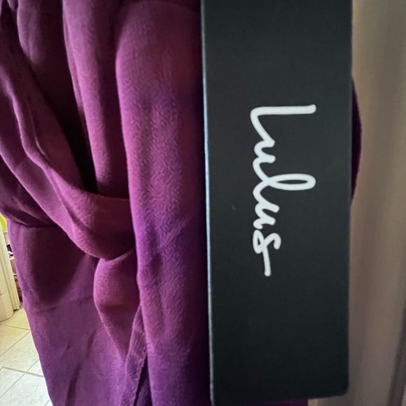 Lulu’s “Plum”/burgundy lace up maxi dress with slit - Picture 5 of 6